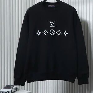 Louis Vuitton Black Crewneck Sweater with White Monogram